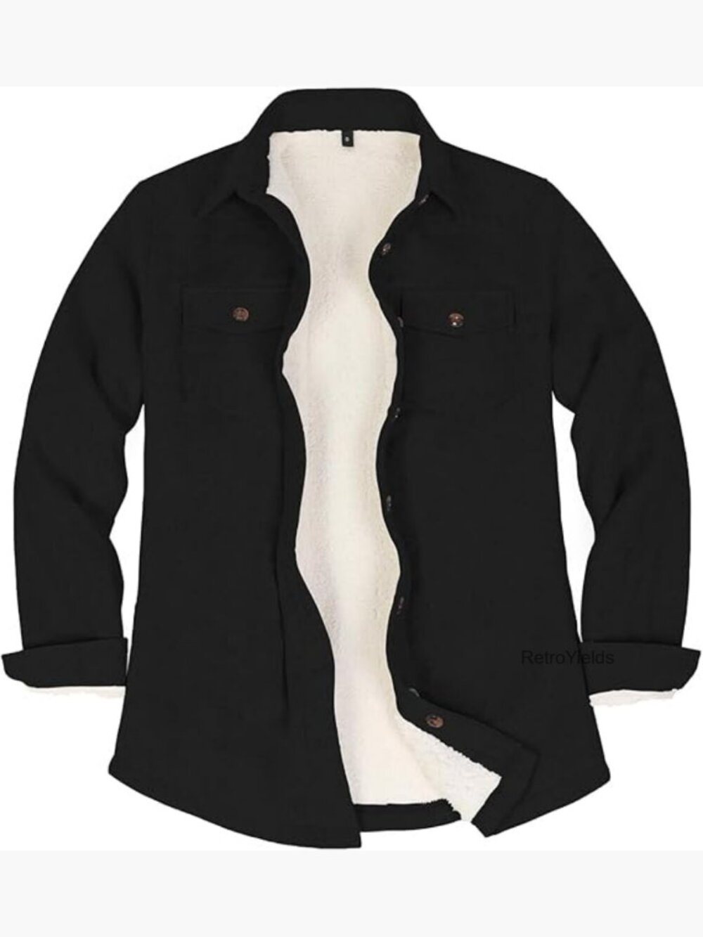 Sherpa Lined Flannel Jacket with Hand Pockets Plaid Button Down Shacket